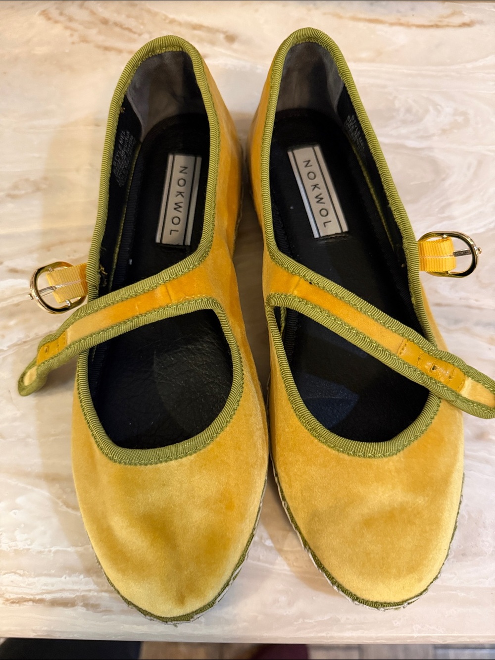 Mustard Yellow Suede Mary Jane Flats